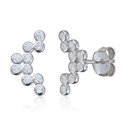 Øredobber i rhodinert sølv med zirkonia, 7,3 x 13,4 mm