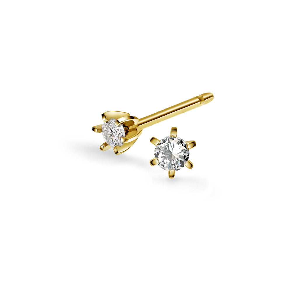 Superstar øredobber i 14 karat gult gull med diamant 0,10 ct
