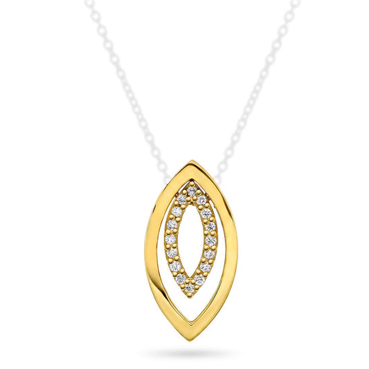 Anheng i 14 karat gult gull med diamanter 0,16 ct