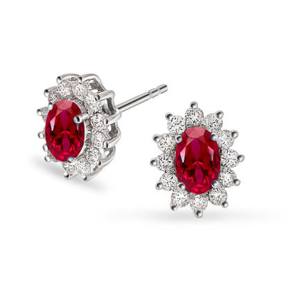 Øredobber i 14 karat hvitt gull med diamant 0,48 ct og rubin, bilde 1 av 5