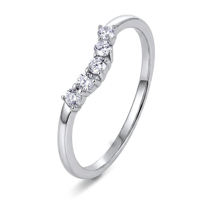 Swan tail ring i rhodinert sølv med zirkonia, 2,5 mm høy, bilde 1 av 2