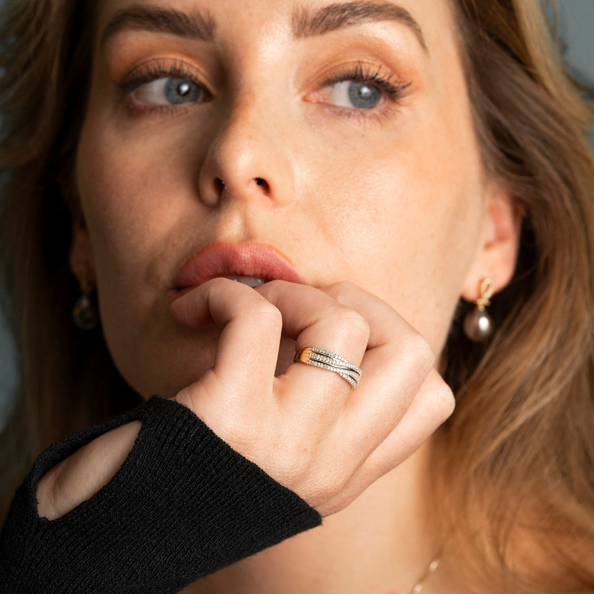 Ring i 14 karat gult gull med diamant 0,21 ct, bilde 2 av 2