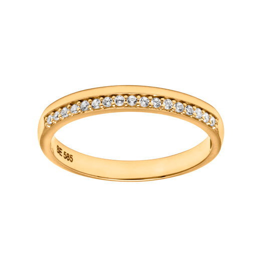 Carmen ring i 585 gult gull med zirkonia 3 mm
