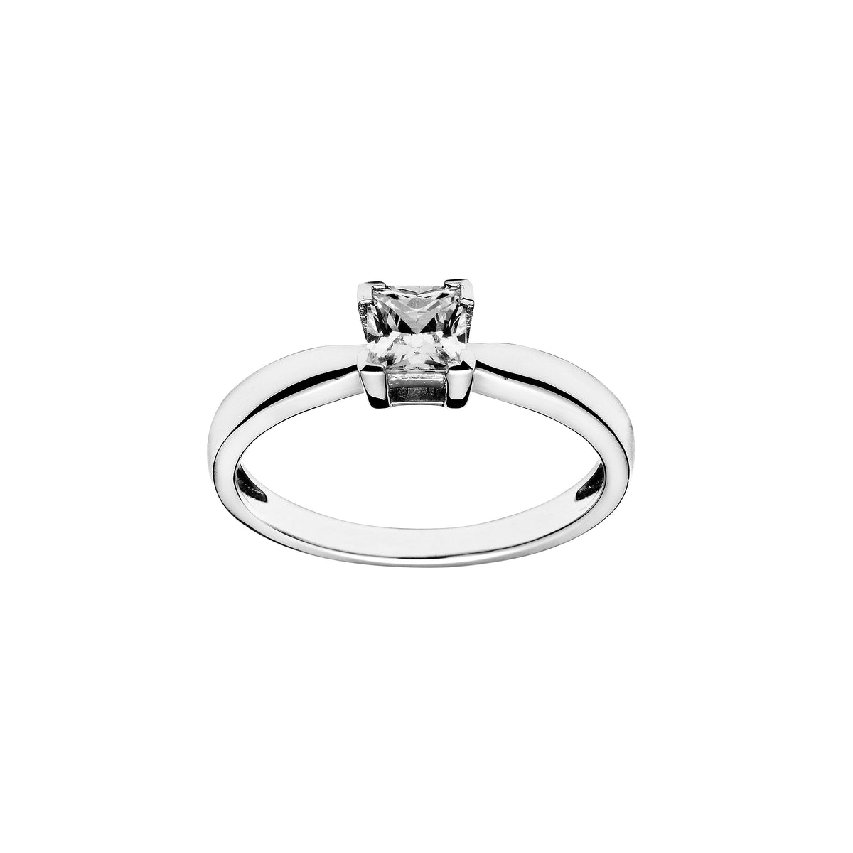 Solitær ring i 925 sølv med zirkonia, Princess 0,25 ct
