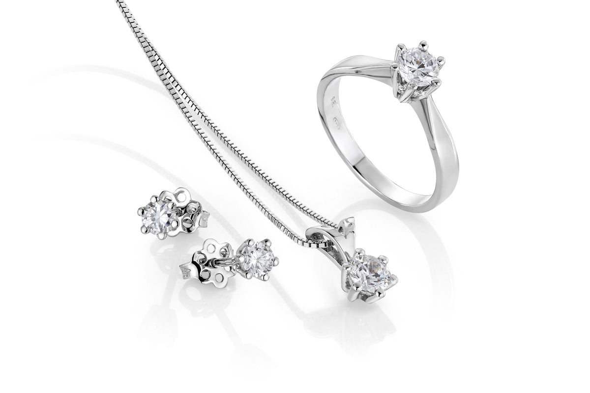 Svolder øredobber i 585 gull med diamant 0,07 ct HWE/SI, 6 klør, bilde 3 av 3