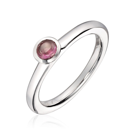 Visholm Design ring i rhodinert 585 hvitt gull med rosa turmalin, bilde 1 av 2