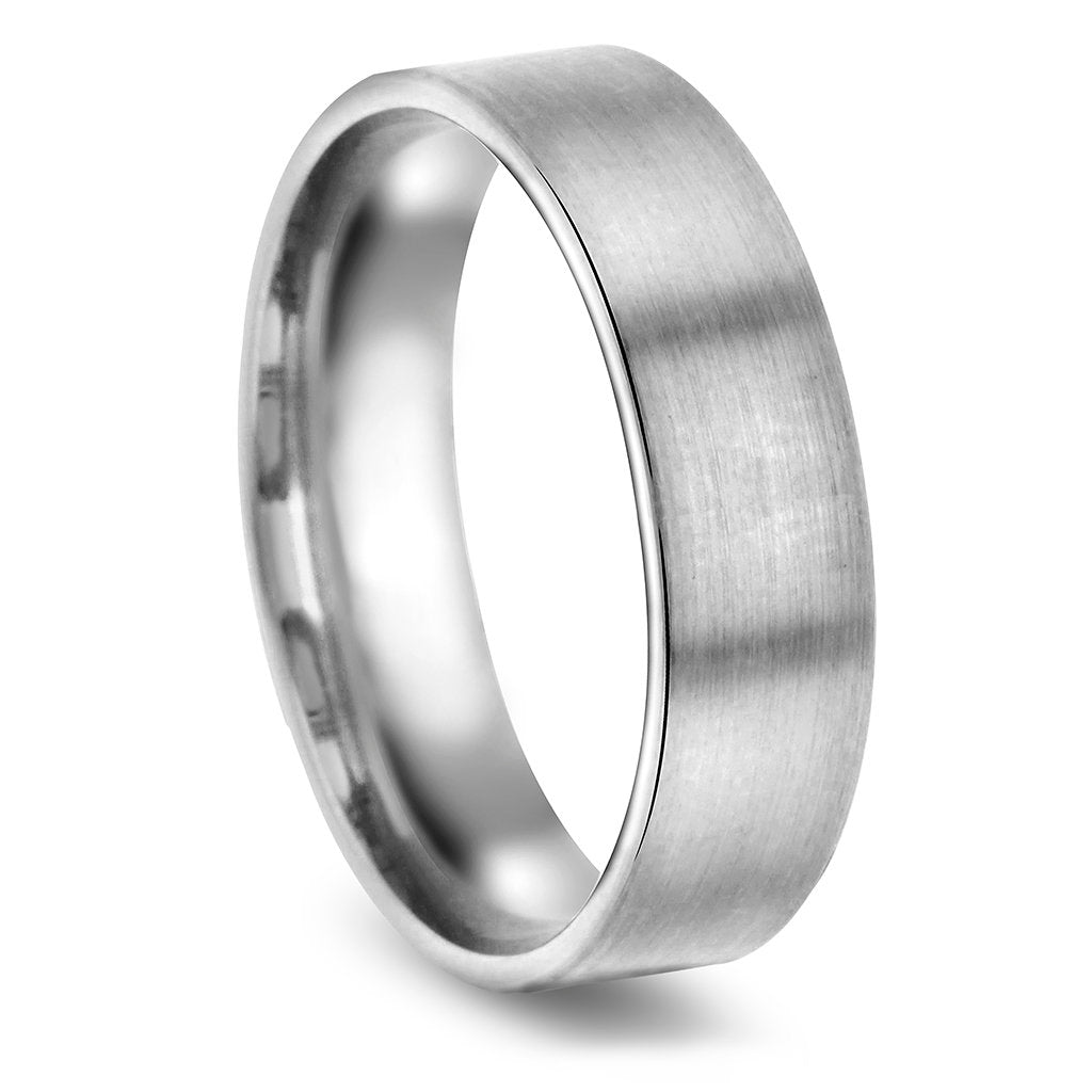 Moments giftering i hvitt gull, satinert 6 mm