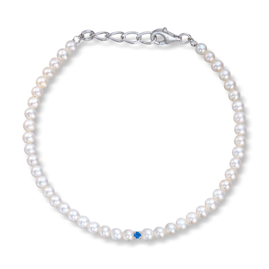 Armbånd i 925S med ferskvannsperler og blå cirkonia Artikkelnr: 3050919 - Bjerveur.noArmbånd i 925S med ferskvannsperler og blå cirkonia Artikkelnr: 3050919
