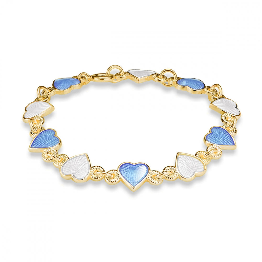 Armbånd i forgylt sølv med glassemalje og rosemotiv, bilde 2 av 2