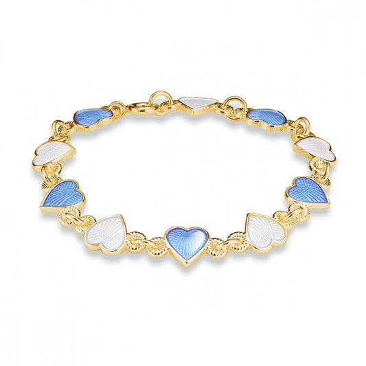 Armbånd i forgylt sølv med glassemalje og rosemotiv, bilde 2 av 2