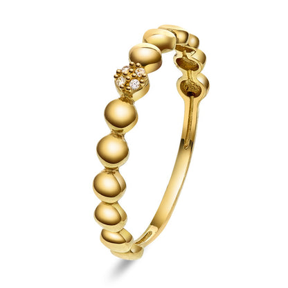 Ring for dame i 14 karat gult gull med zirkonia, bilde 1 av 2