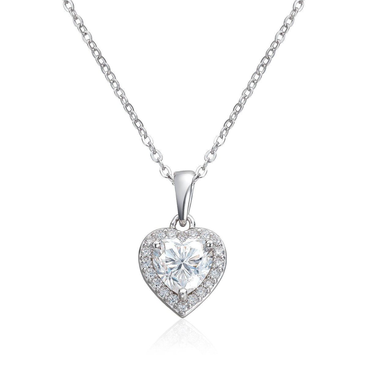 Anheng i 925 sølv med moissanite, hjerte 10,3 mm
