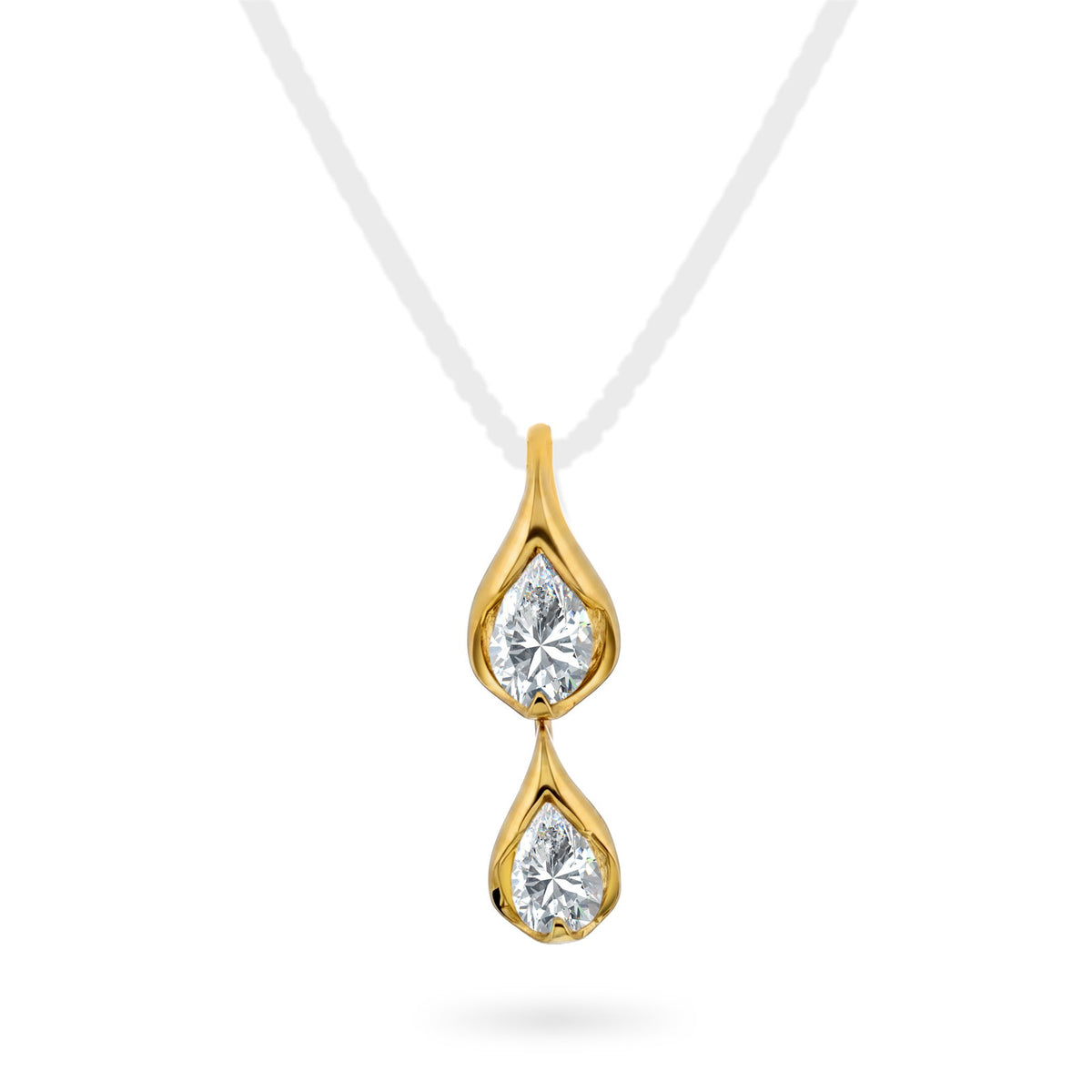 Anheng i 14 karat gull med diamanter 0,16 ct, dråpeform, bilde 1 av 2