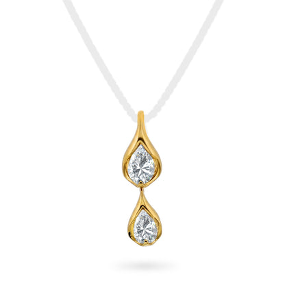 Anheng i 14 karat gull med diamanter 0,16 ct, dråpeform, bilde 1 av 2