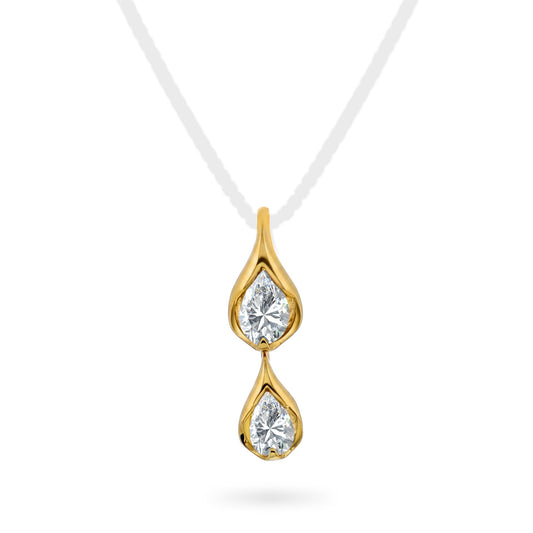 Anheng i 14 karat gull med diamanter 0,16 ct, dråpeform, bilde 1 av 2