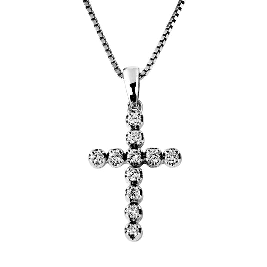 Carmen anheng i 585 hvitt gull med diamant, kors 0,5 ct HWE/P1