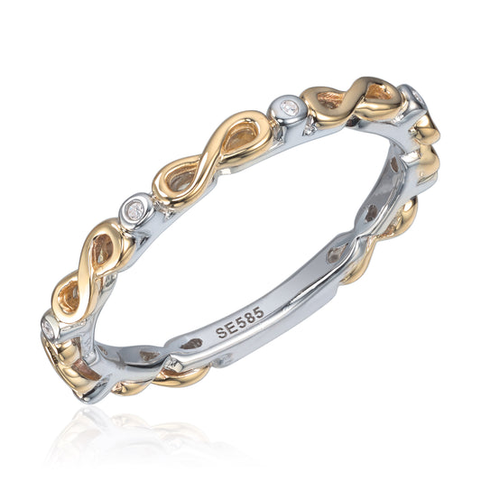 Ring Evighetstegn i to - farget 14K gull med 0,01ct WSI diamanter Artikkelnr: 57377 - Bjerveur.noRing Evighetstegn i to - farget 14K gull med 0,01ct WSI diamanter Artikkelnr: 57377