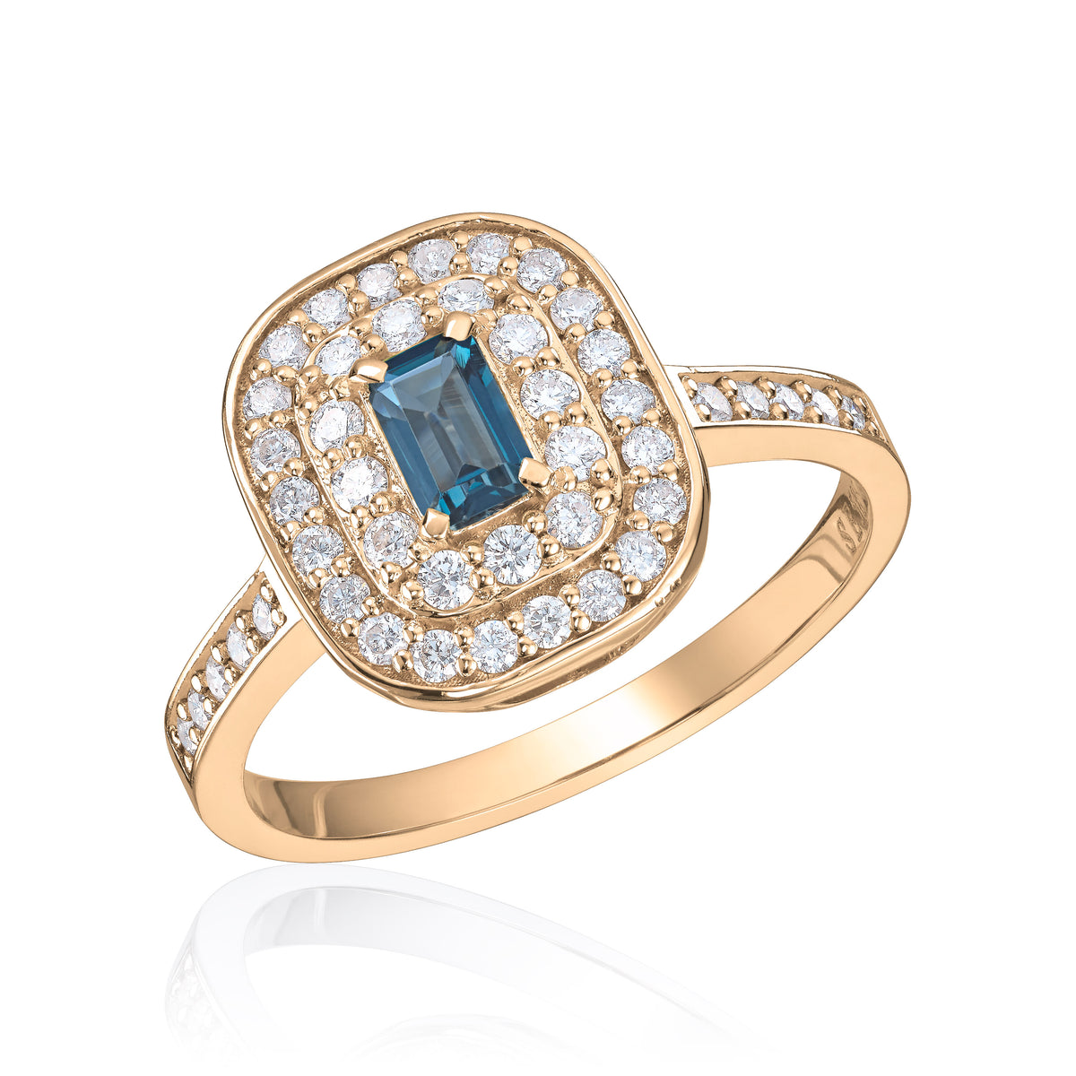 Carmen ring New York i 585 gult gull med diamanter og topas