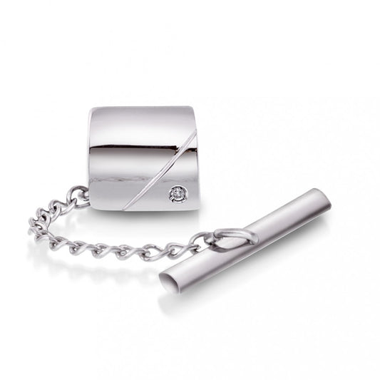 Slipspynt slipsnål i hvitt gull med diamant 0,01 ct W/SI2, nr. 55122