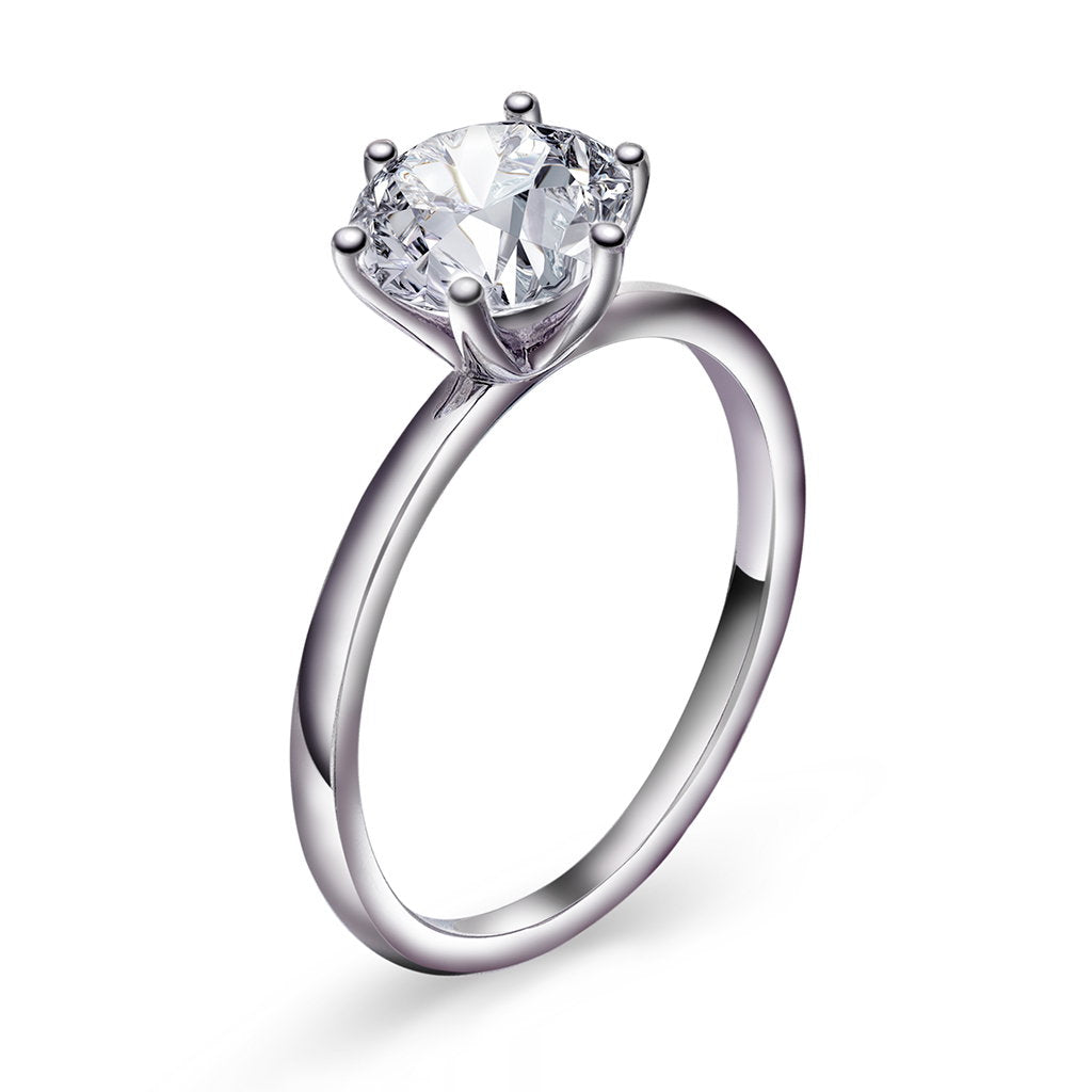 Glow ring i rhodinert sølv med blank zirkonia, 9 mm bred, bilde 1 av 2