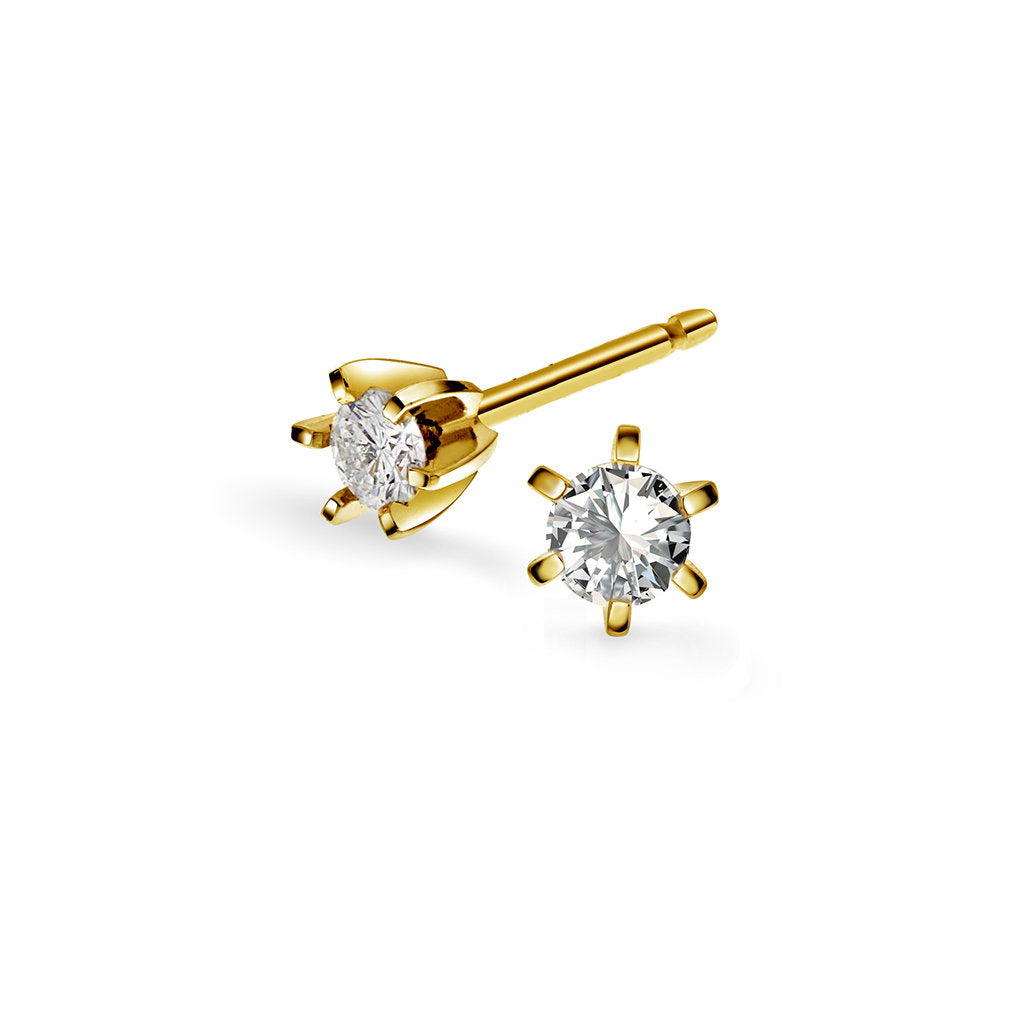 Superstar øredobber i 14 karat gult gull med diamant 0,20 ct