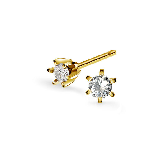 Superstar øredobber i 14 karat gult gull med diamant 0,20 ct