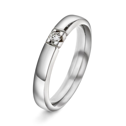 Beta ring i rhodinert 14 karat hvitt gull med diamant 0,07 ct TWSI, bilde 1 av 3