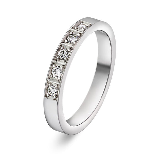 Delta ring i 14 karat hvitt gull med diamant 0,15 ct og bredde 3 mm, bilde 1 av 4