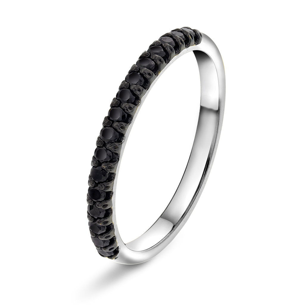 Ring i 14 karat gull med sort diamant 0,27 ct, bredde 2 mm, bilde 5 av 8