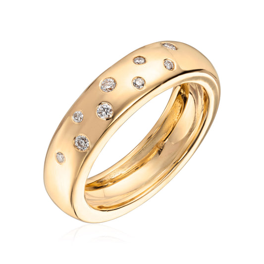 Visholm Design ring i 585 gult gull med diamant 0,13 ct, 5,5 mm