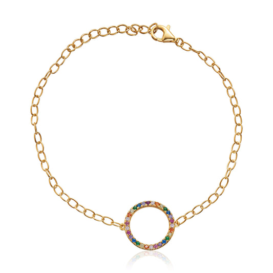 Armbånd Multi i forgylt 925 sølv med zirkonia, 19 cm