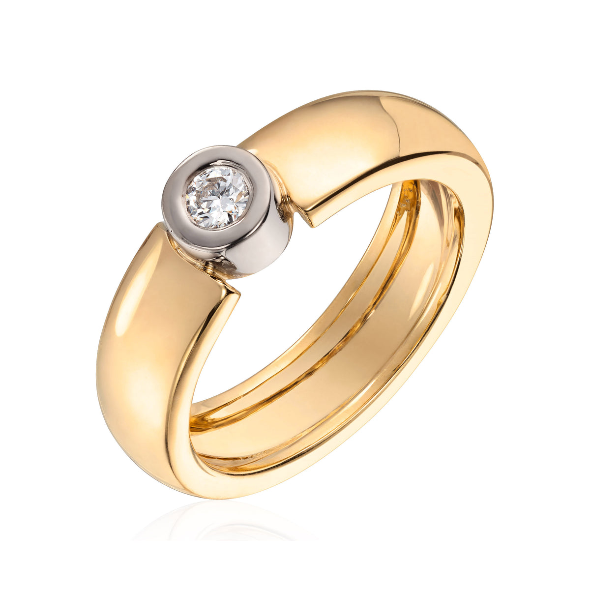 Visholm Design ring i 585 tofarget gull med diamant 0,12 ct, 5,5 mm