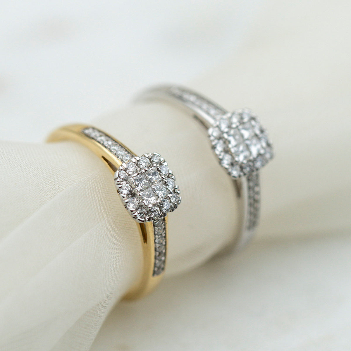 Ring i 585 gult gull med diamanter 0,30 ct, 6,7 mm, bilde 3 av 4