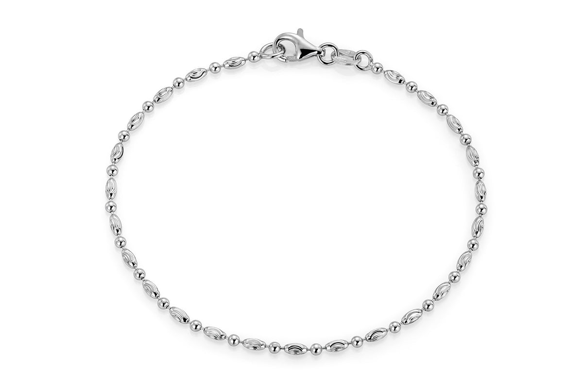 Armbånd i rhodinert 925 sølv med safir, 19 cm