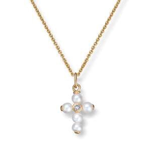 Anheng kors FVP Perle og zirkonia 14K gult gull Artikkelnr: 27495 - Bjerveur.noAnheng kors FVP Perle og zirkonia 14K gult gull Artikkelnr: 27495