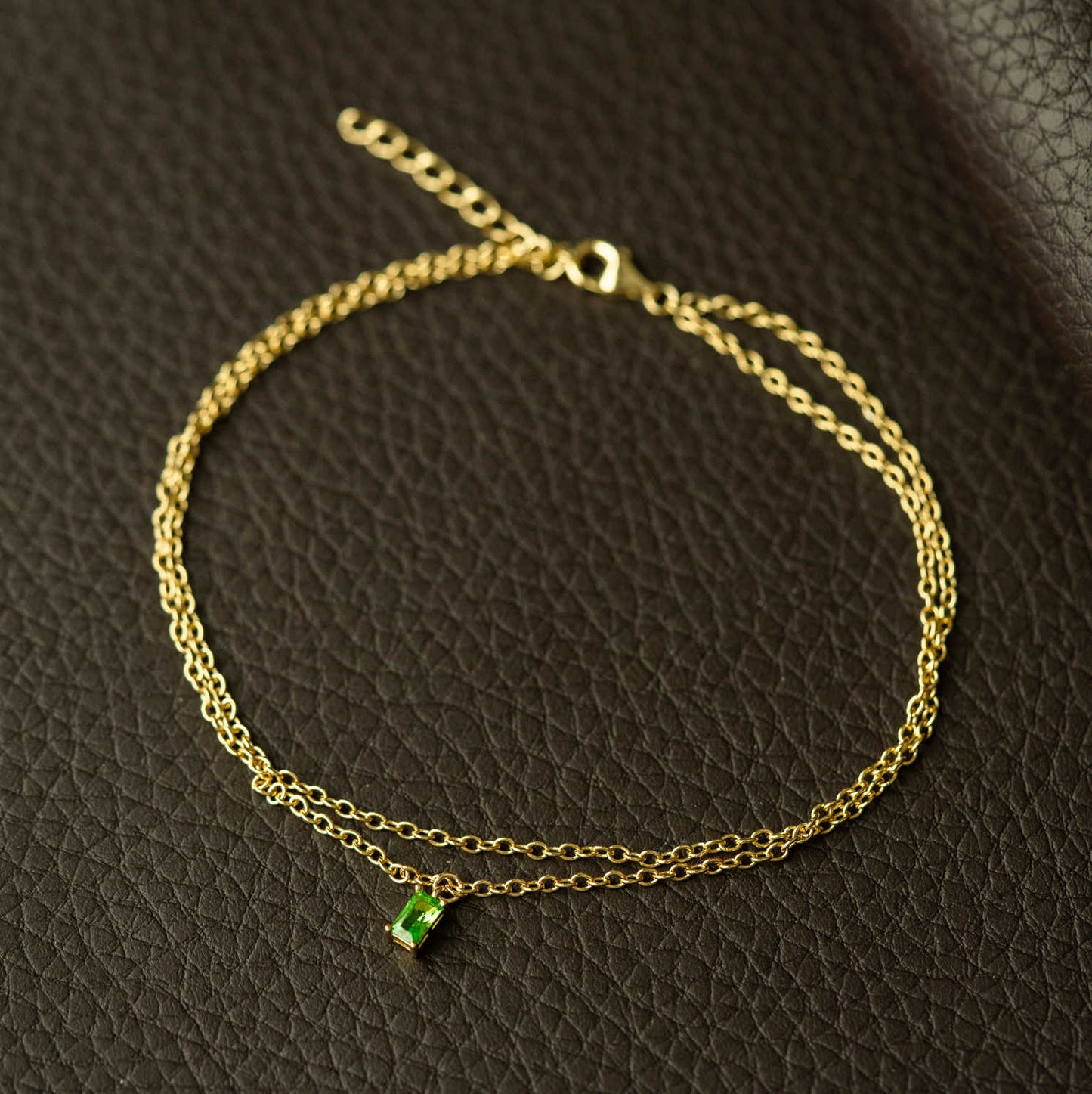 ANKELKJEDE I SØLV MED GRØNN ZIRKONIA 25 44488.25 - Bjerveur.noANKELKJEDE I SØLV MED GRØNN ZIRKONIA 25 44488.25