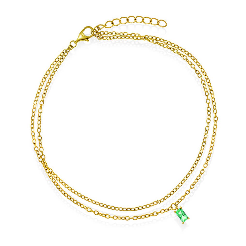 ANKELKJEDE I SØLV MED GRØNN ZIRKONIA 25 44488.25 - Bjerveur.noANKELKJEDE I SØLV MED GRØNN ZIRKONIA 25 44488.25