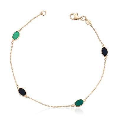 Armbånd i 14K gult gull med malakitt og onyx steiner Artikkelnr: 17049 - Bjerveur.noArmbånd i 14K gult gull med malakitt og onyx steiner Artikkelnr: 17049