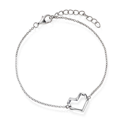 Armbånd i 925 rhodinert sølv med hjerte 991863 - Bjerveur.noArmbånd i 925 rhodinert sølv med hjerte 991863