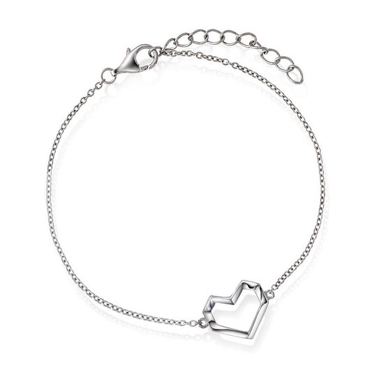 Armbånd i 925 rhodinert sølv med hjerte 991863 - Bjerveur.noArmbånd i 925 rhodinert sølv med hjerte 991863