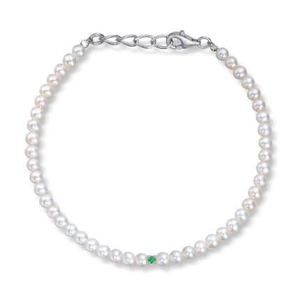 Armbånd i 925S med ferskvannsperler og grønn cirkonia Artikkelnr: 3050819 - Bjerveur.noArmbånd i 925S med ferskvannsperler og grønn cirkonia Artikkelnr: 3050819