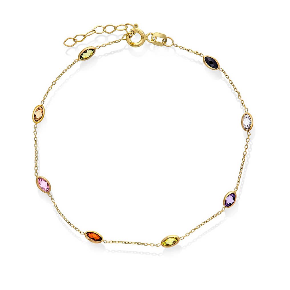 Armbånd i gull med fargede zirkonia 57721 - Bjerveur.noArmbånd i gull med fargede zirkonia 57721