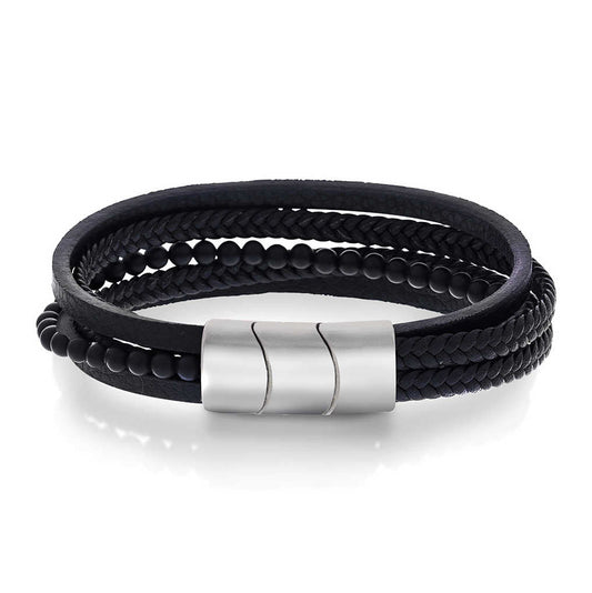 ARMBÅND I STÅL, AGAT OG SORT SKINN 972564 - Bjerveur.noARMBÅND I STÅL, AGAT OG SORT SKINN 972564