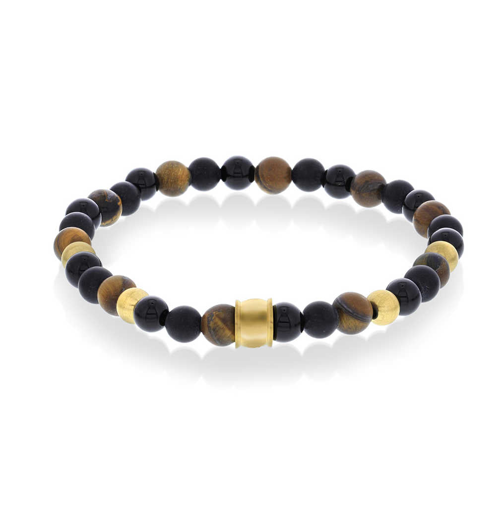 ARMBÅND I STÅL MED AGAT OG TIGERØYE 972509 - Bjerveur.noARMBÅND I STÅL MED AGAT OG TIGERØYE 972509