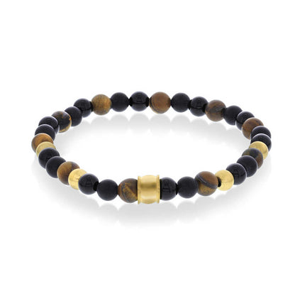 ARMBÅND I STÅL MED AGAT OG TIGERØYE 972509 - Bjerveur.noARMBÅND I STÅL MED AGAT OG TIGERØYE 972509