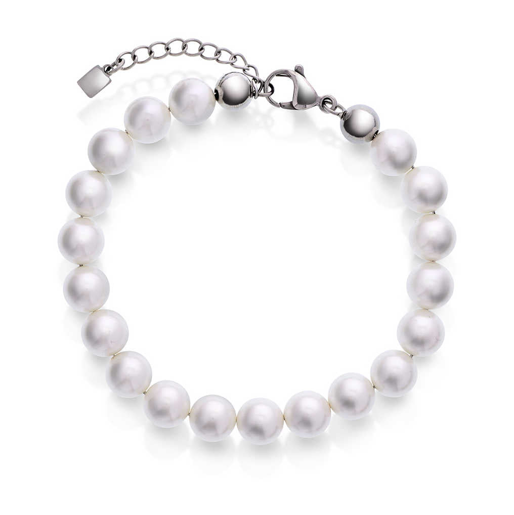 ARMBÅND I STÅL MED HVITE PERLER 972580 - Bjerveur.noARMBÅND I STÅL MED HVITE PERLER 972580