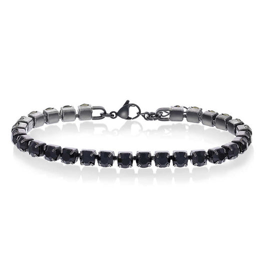 ARMBÅND I STÅL MED SORT ZIRKONIA 972557 - Bjerveur.noARMBÅND I STÅL MED SORT ZIRKONIA 972557