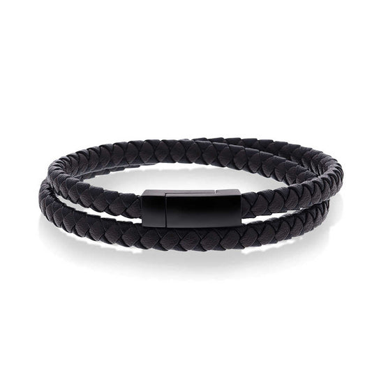 ARMBÅND I STÅL MED SORT/BRUNT SKINN 972562 - Bjerveur.noARMBÅND I STÅL MED SORT/BRUNT SKINN 972562