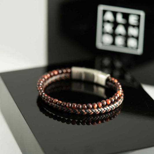 ARMBÅND I STÅL M/SORT OG BRUNT SKINN 972563 - Bjerveur.noARMBÅND I STÅL M/SORT OG BRUNT SKINN 972563