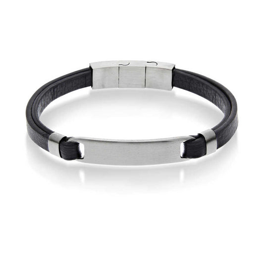 ARMBÅND I STÅL SORT SKINN 972499 - Bjerveur.noARMBÅND I STÅL SORT SKINN 972499